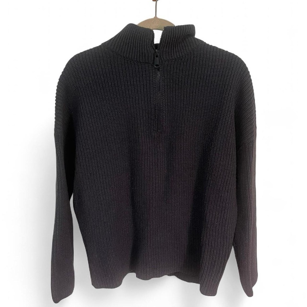 Navy Chunky Knit Half Zip Sweater